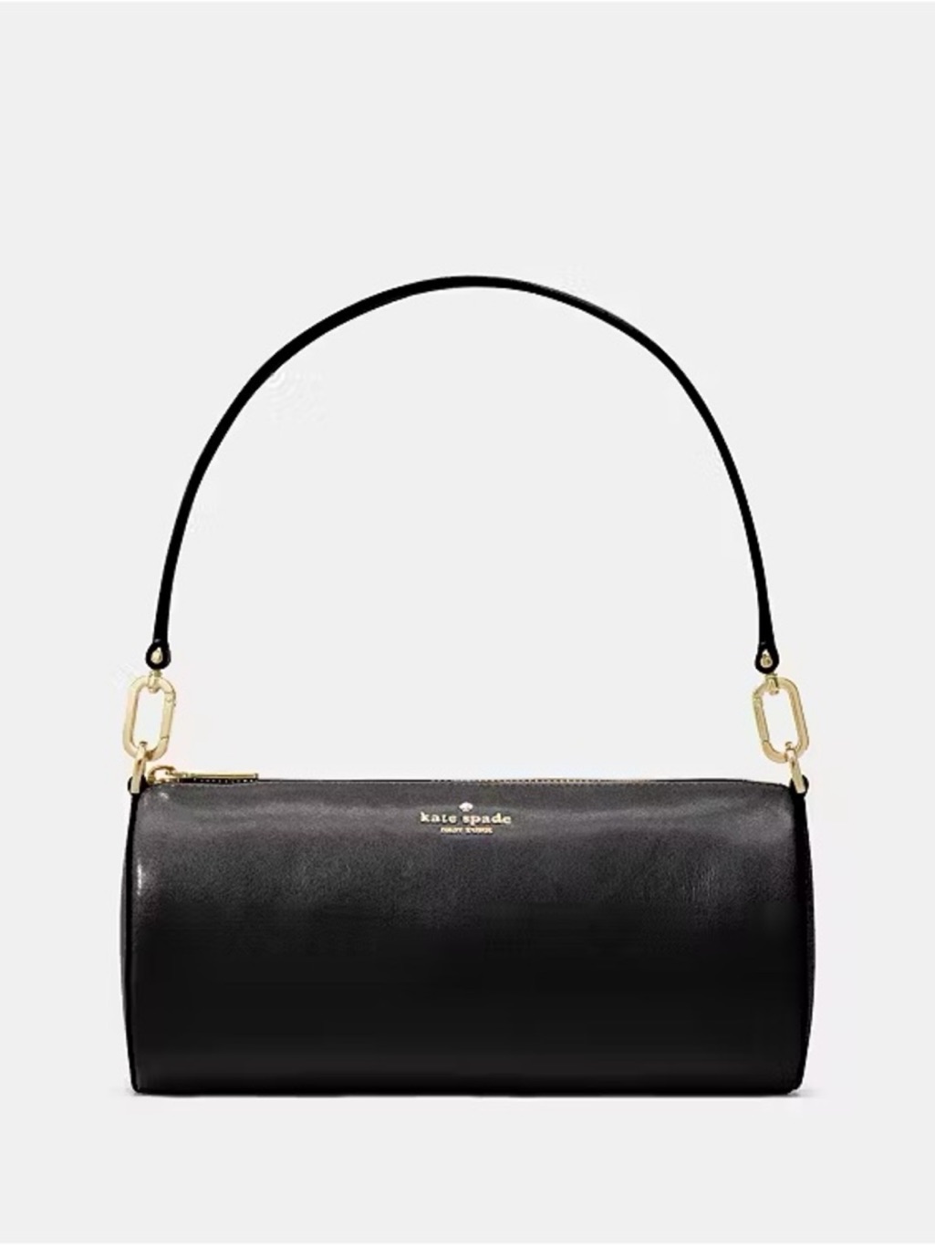 Kate Spade Roulette Glazed Leather Cylinder Shoulder Bag Black